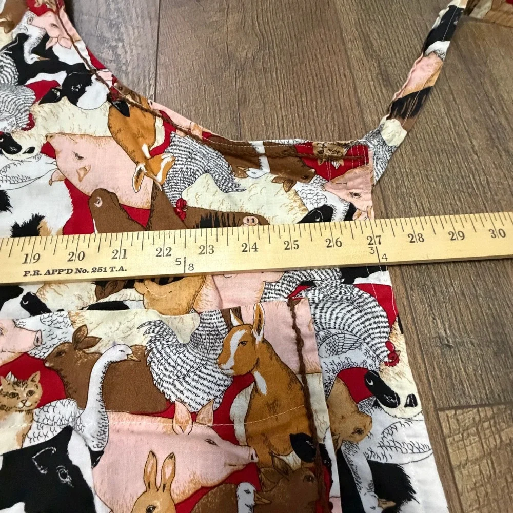 Handmade‎ Farm Animal Print Apron Multicolor with Brown Thread